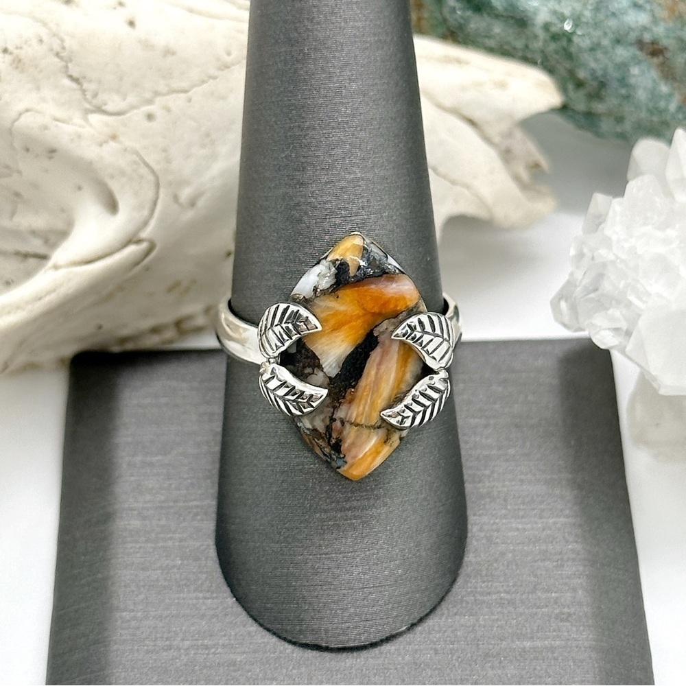 STERLING Silver Spiny Oyster Turquoise Ring